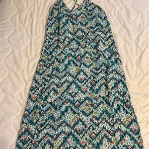 Old Navy Teal Geometric Maxi Dress